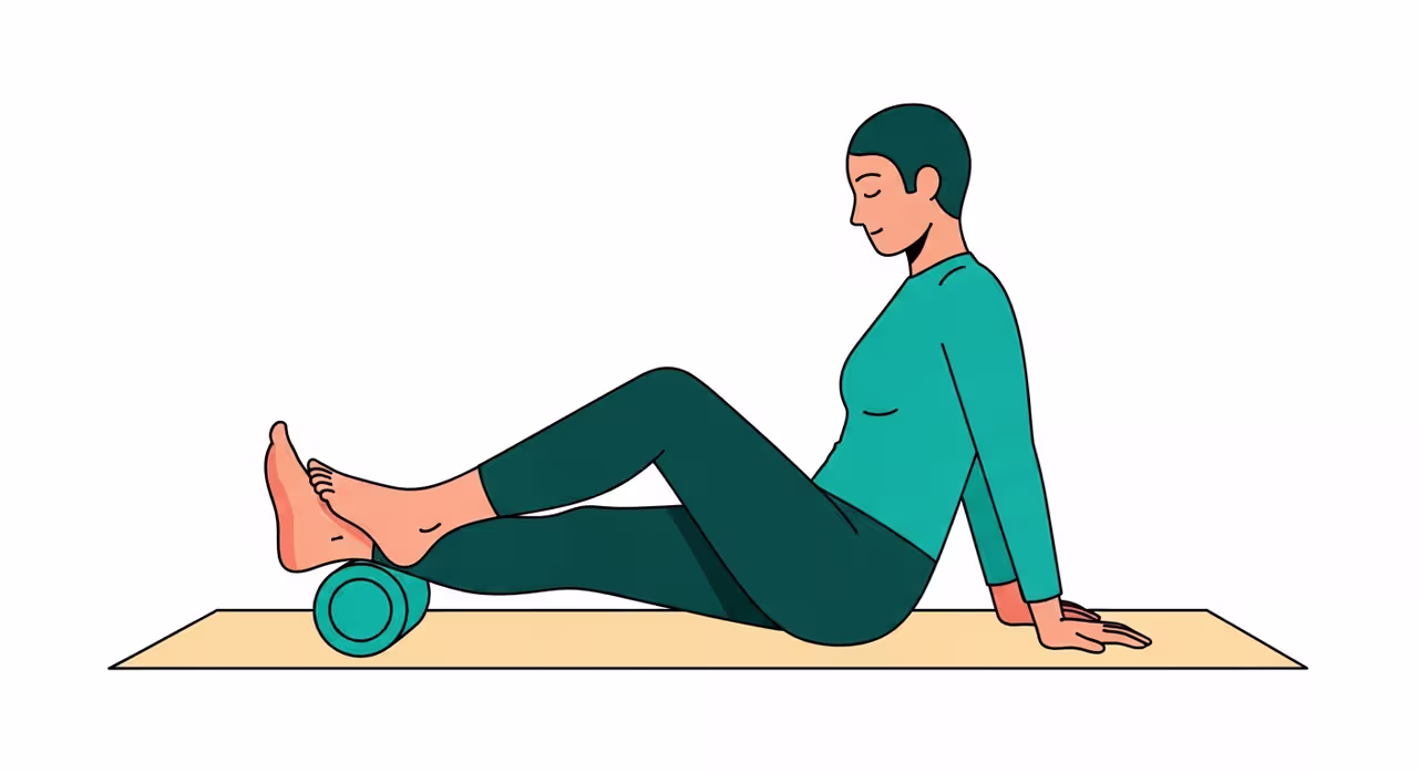 Illustration der Selbstmassage der Wade mit Faszienrolle bei Shin Splints